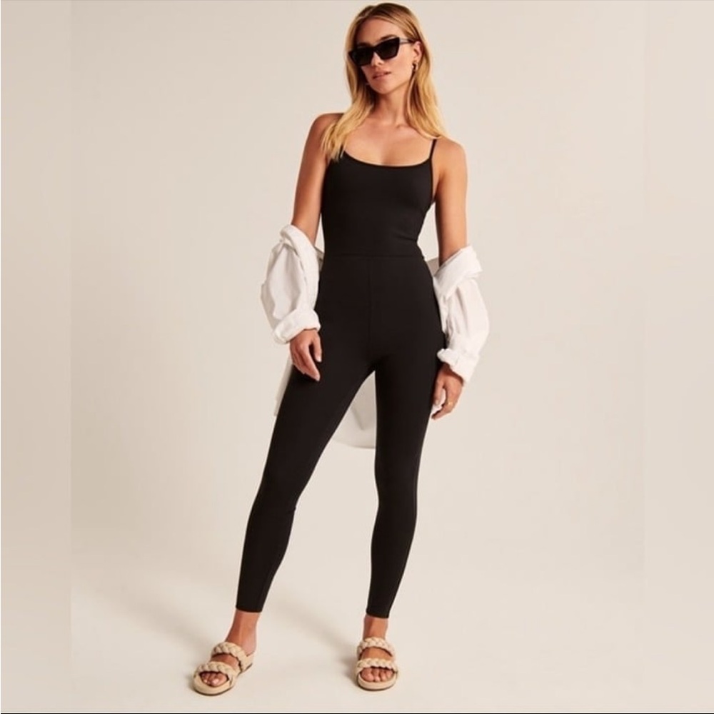 Abercrombie & Fitch Ponte Unitard Jumpsuit Romper Onesie in Black